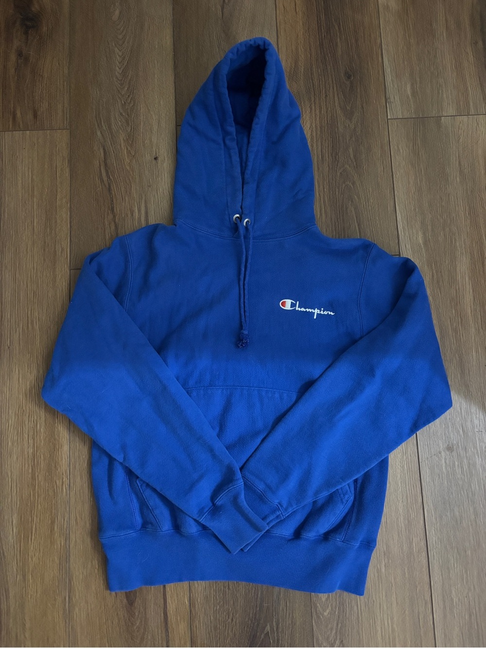 Champion Royal Blue Crewneck Hoodie with Embroidered Logo